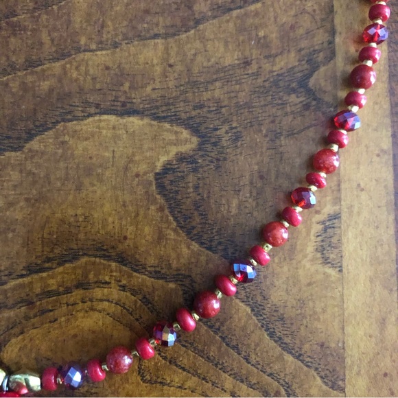 Handcrafted repurpose carnelian glass faceted crystal beaded necklace - Picture 7 of 10